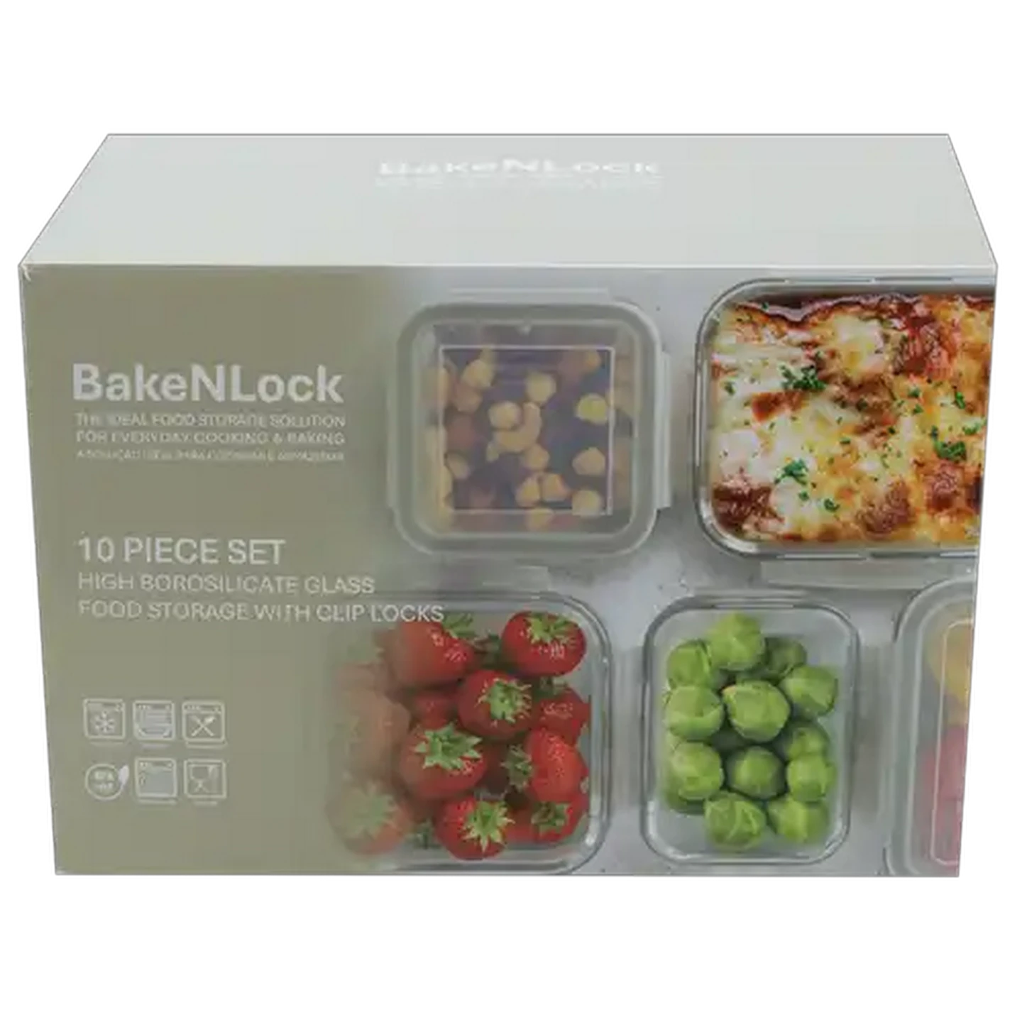 Image of Bake n Lock Beige Glass Dish Set 10-Piece