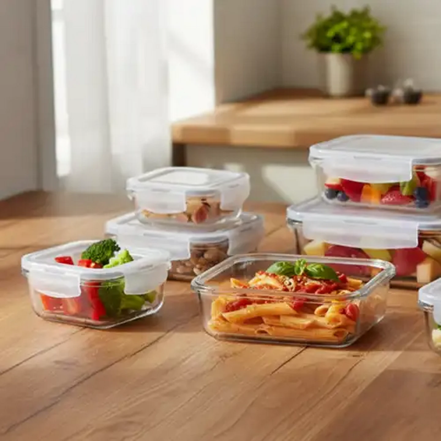 Image of Bake n Lock Beige Glass Dish Set 10-Piece