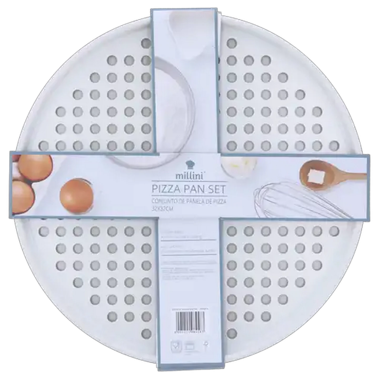 Image of Millini Cream Carbo Steel Pizza Pan Set 2-Piece 32 x 32cm