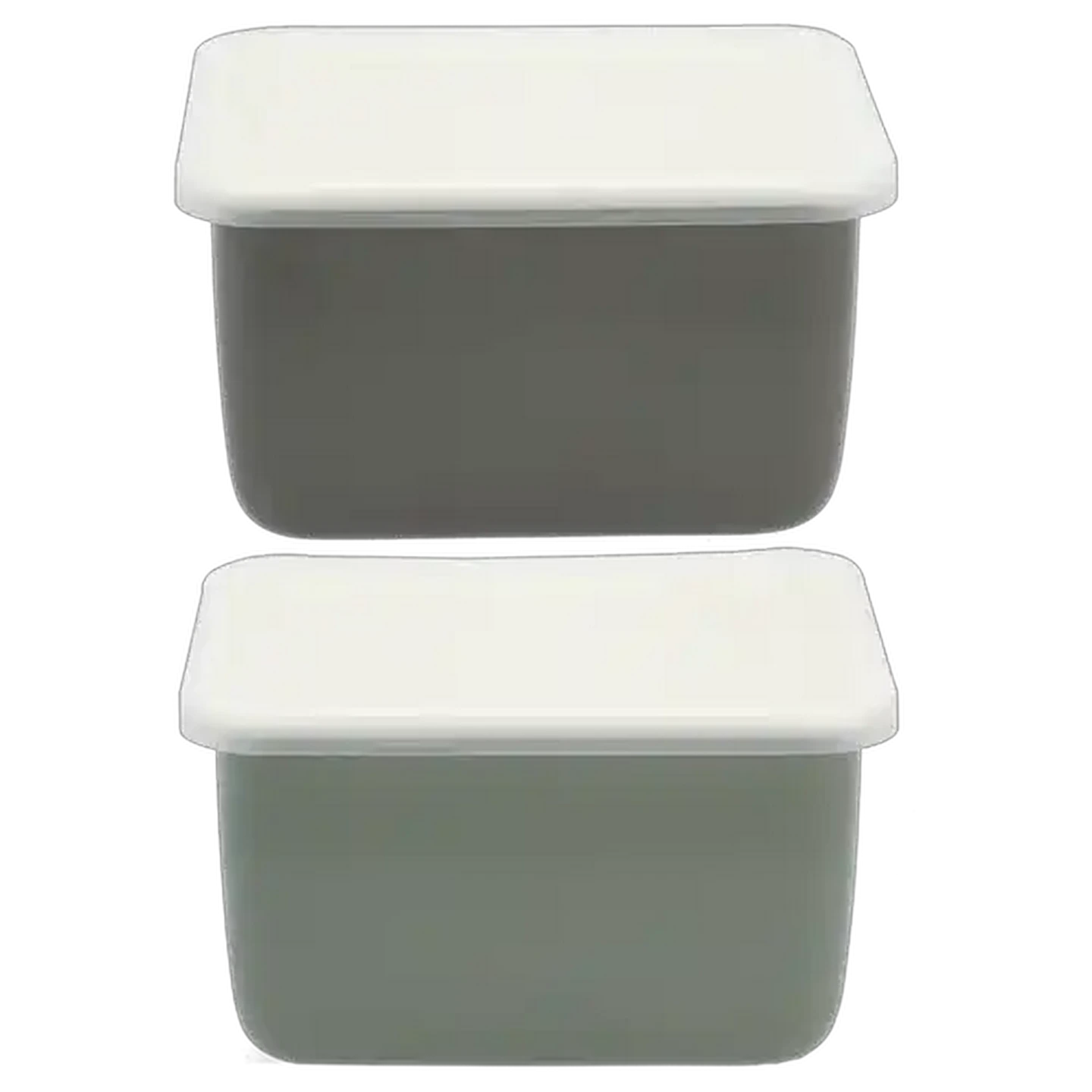 Image of Vintage Enamel Storage Tin with Lid 19cm