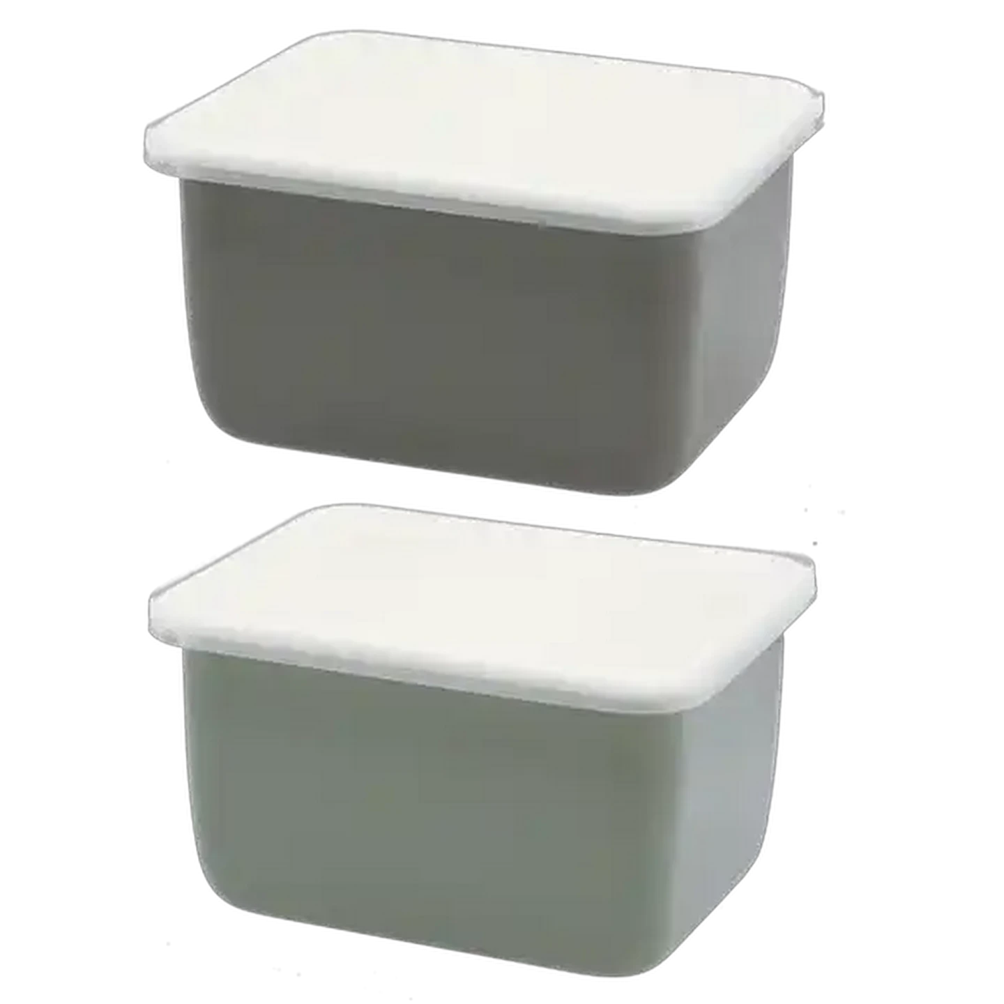 Image of Vintage Enamel Storage Tin with Lid 19cm