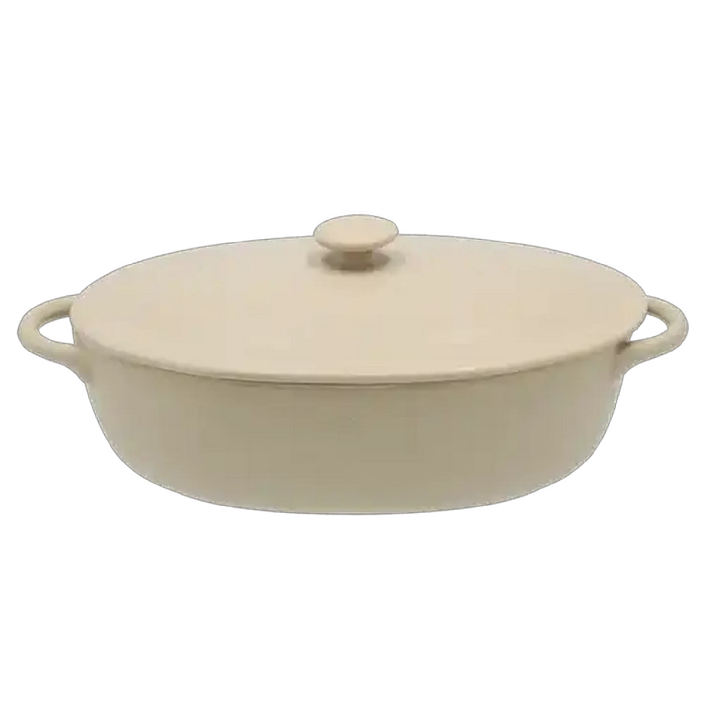 Image of Matt Cream Oval Casserole 33.8cm