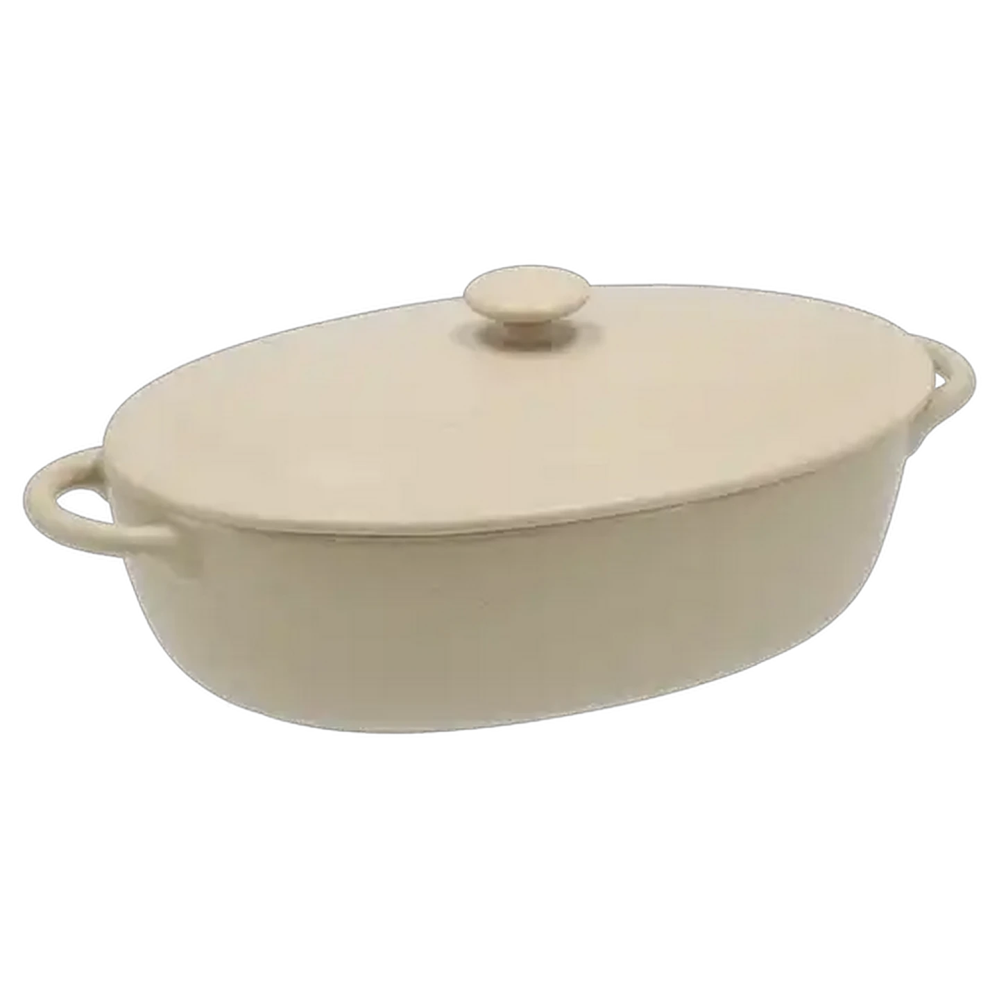Image of Matt Cream Oval Casserole 33.8cm