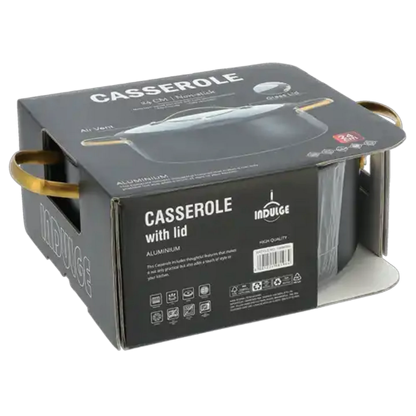 Image of Indulge Black Non Stick Casserole Pot 24cm