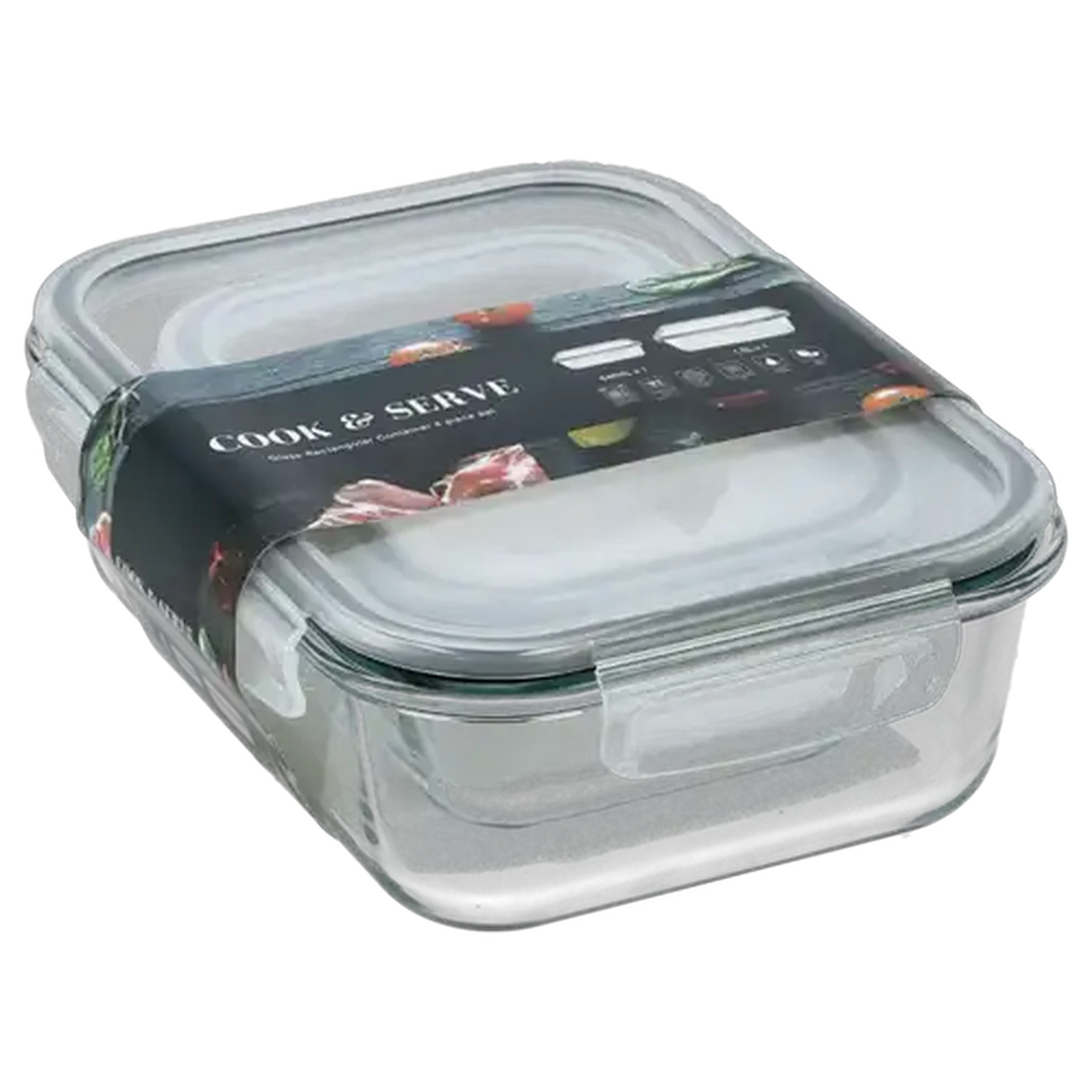 Image of Cook & Serve Glass Rectangular Container Set 2 Piece