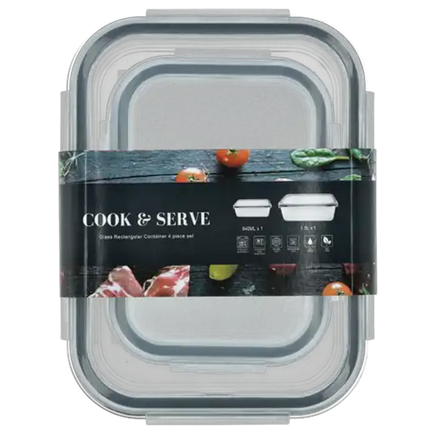 Image of Cook & Serve Glass Rectangular Container Set 2 Piece