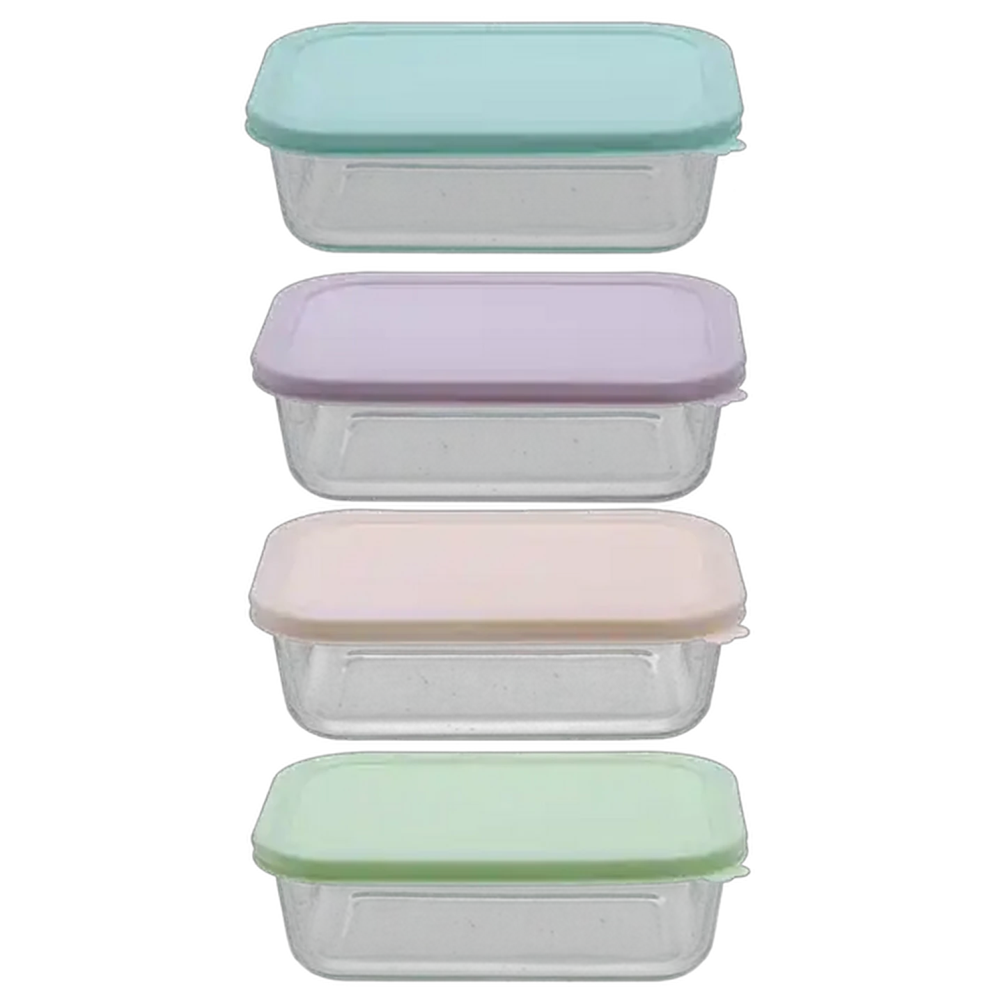 Image of Home Discovery Rectangle Pastel Glass Container Set 4 Piece