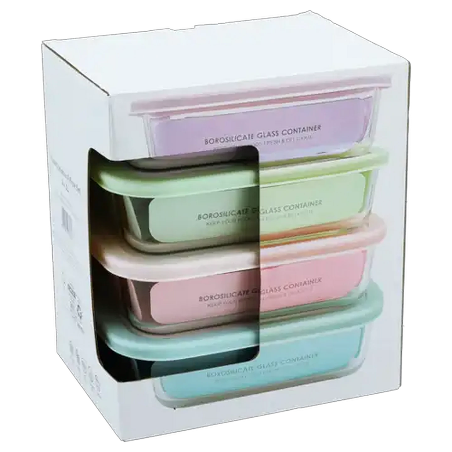 Image of Home Discovery Rectangle Pastel Glass Container Set 4 Piece