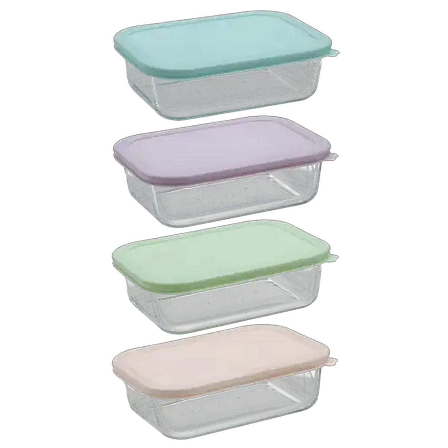 Image of Home Discovery Rectangle Pastel Glass Container Set 4 Piece