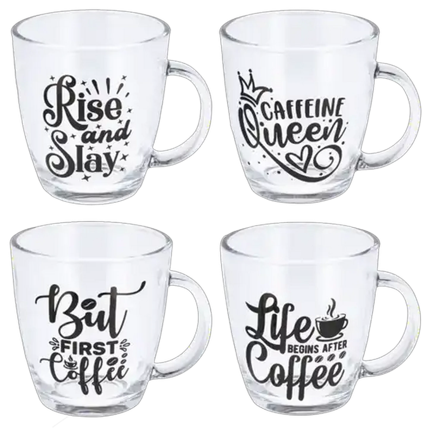 Image of Script Black Glass Mug 350ml (Design May Vary)