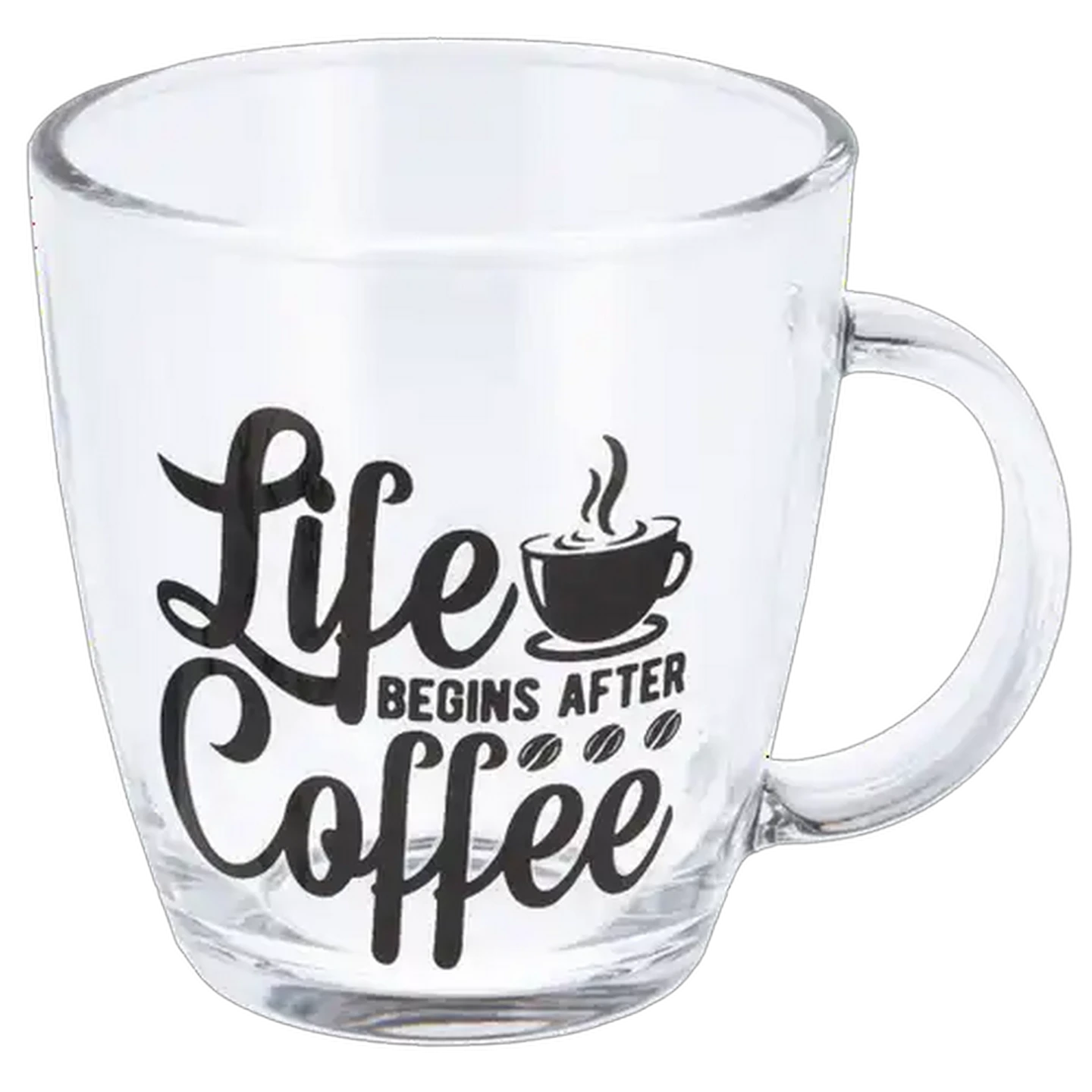 Image of Script Black Glass Mug 350ml (Design May Vary)