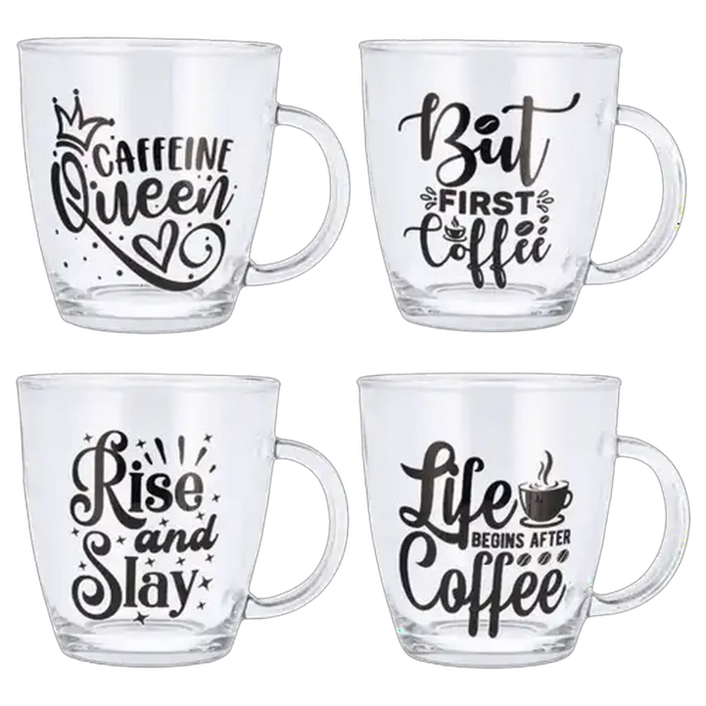 Image of Script Black Glass Mug 350ml (Design May Vary)
