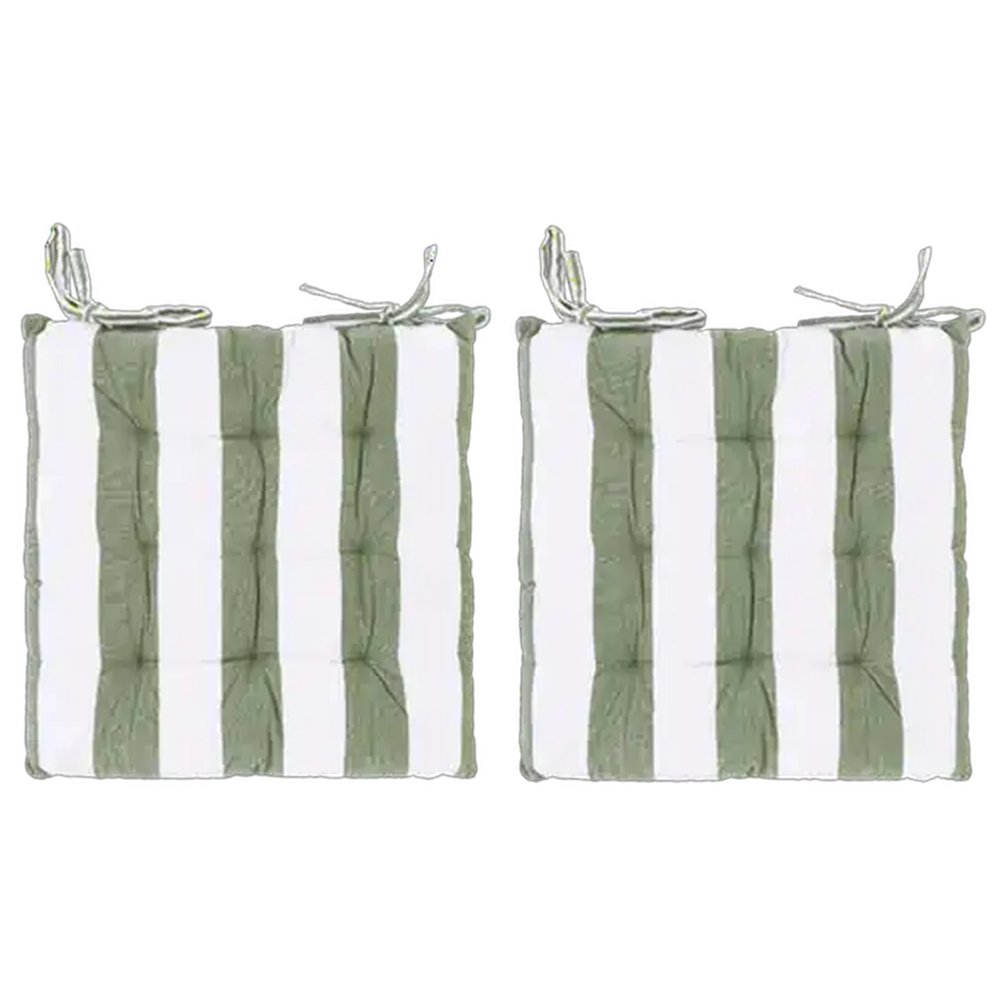 Image of Essentials Sage Striped Chair Pad 40 x 40cm 2-Piece