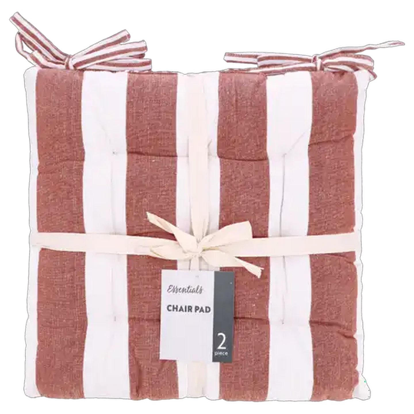 Image of Essentials Rust Striped Chair Pad 40 x 40cm 2-Piece