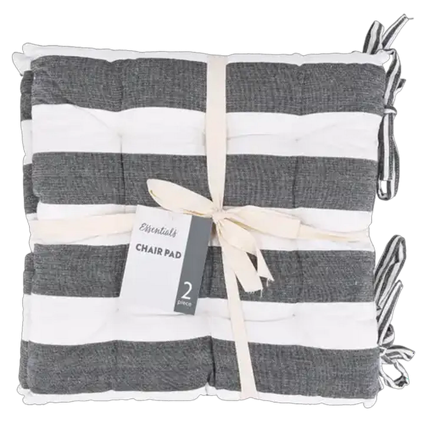 Image of Essentials Navy Striped Chair Pad 40 x 40cm 2-Piece