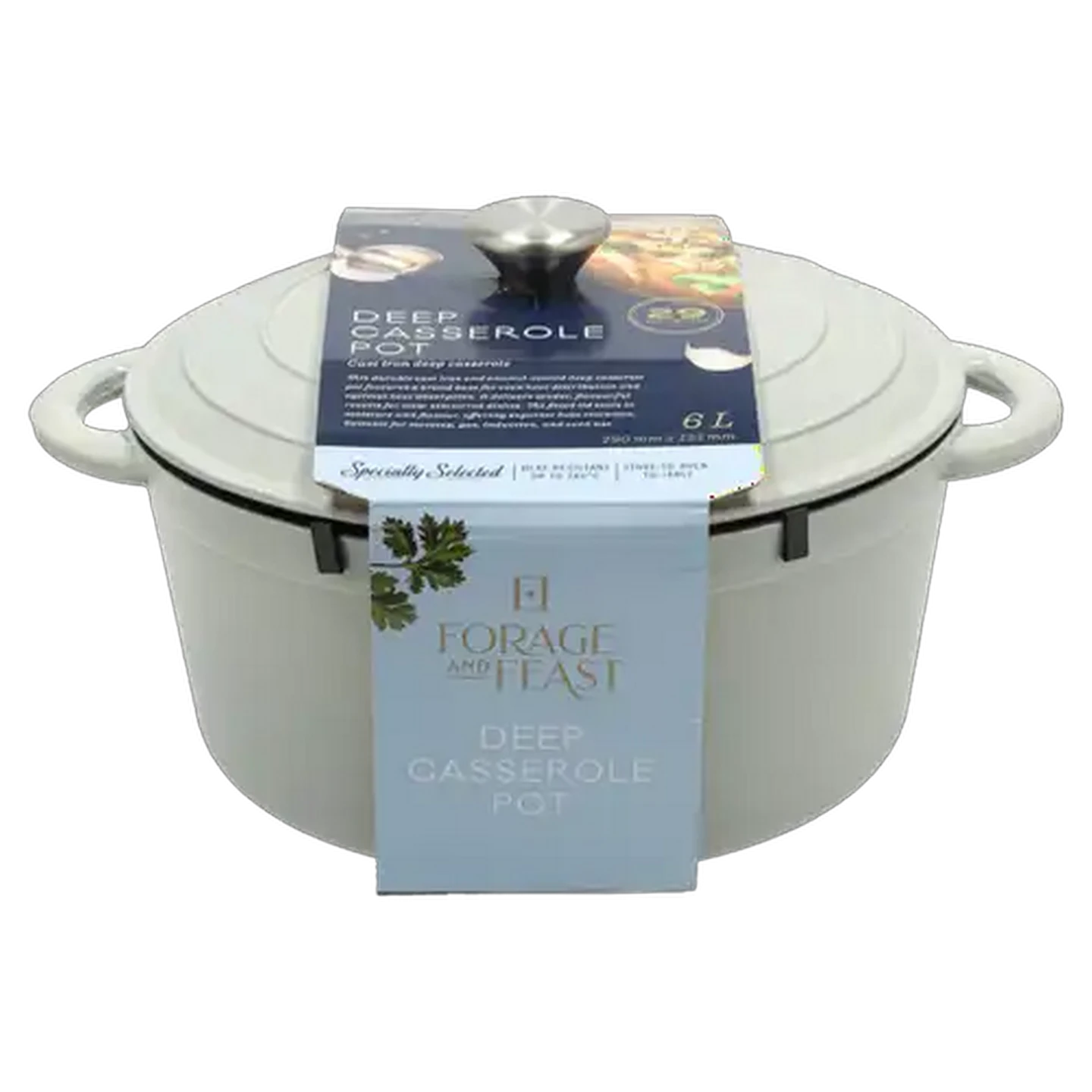 Image of Forage And Feast Cream Deep Casserole Pot 29cm