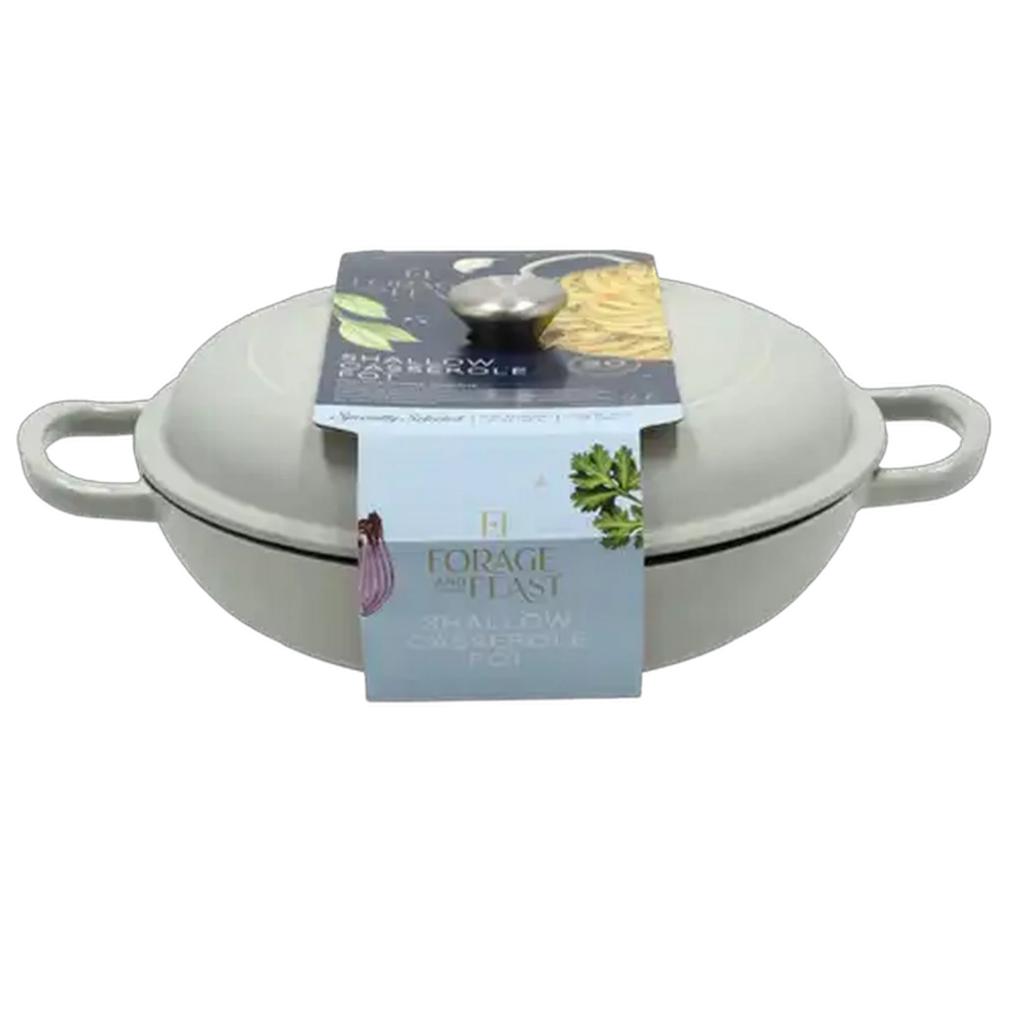 Image of Forage And Feast Cream Shallow Casserole Pot 30cm