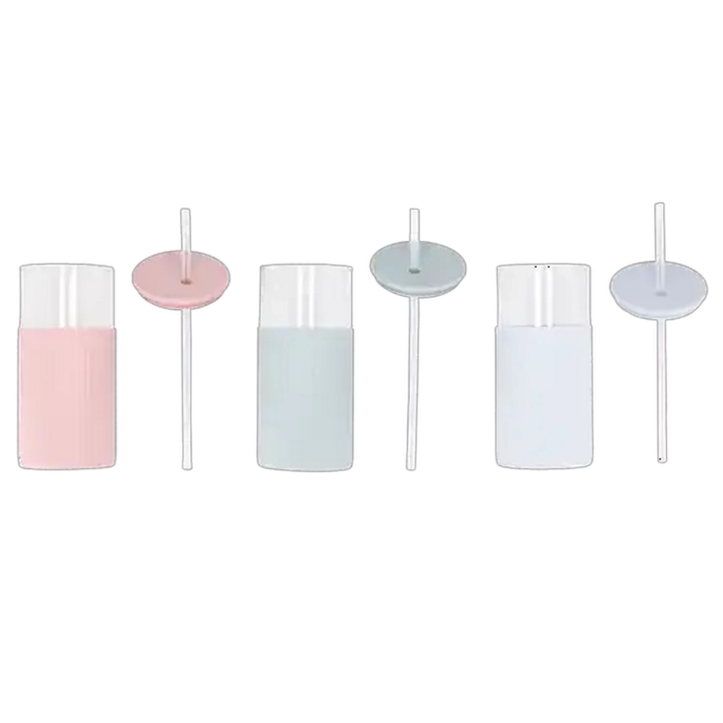 Image of Silicone Sleeve Glass Jar with Straw 600ml (Colour May Vary)
