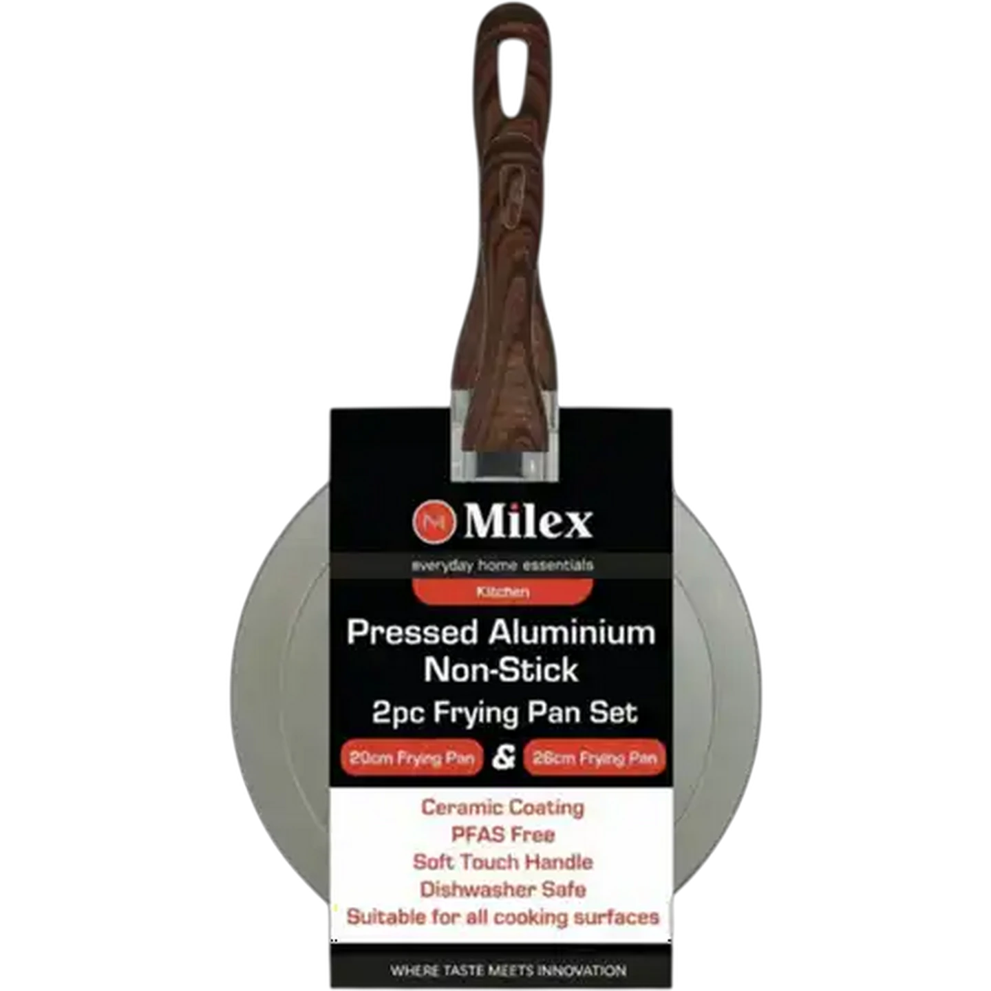 Image of Milex Pressed Aluminium Non Stick Frying Pan 20cm & 26cm 2 Piece