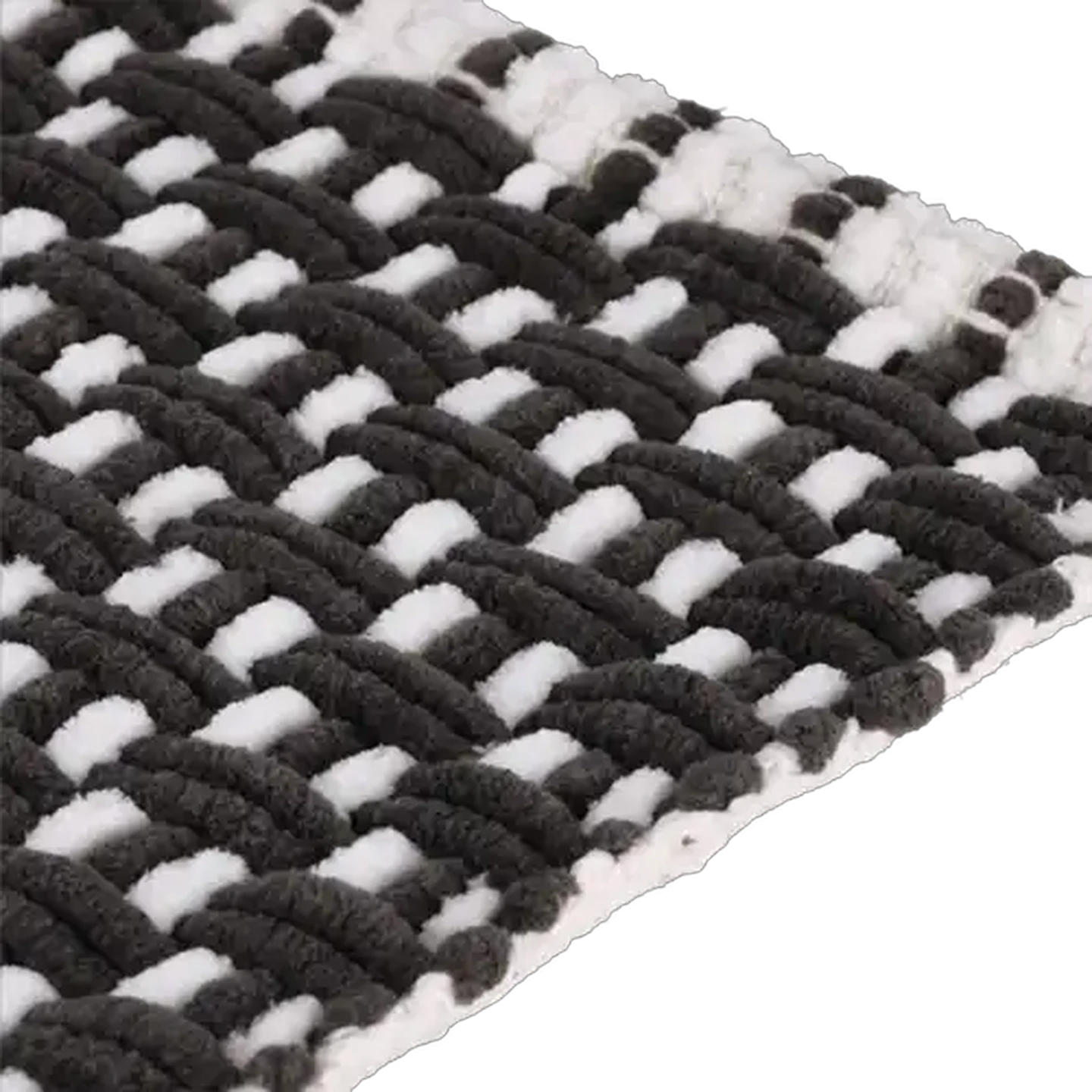 Image of Essentials Charcoal Chenille Twine Contemporary Bath Mat 50 x 70cm