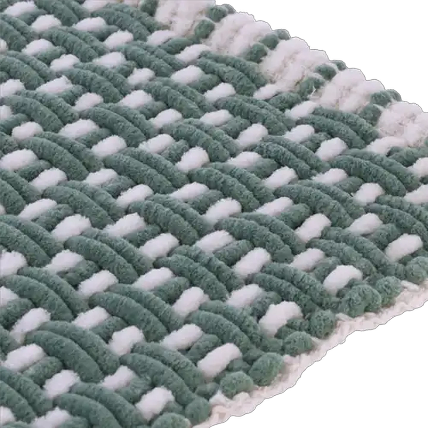 Image of Essentials Sage Chenille Twine Contemporary Bath Mat 50 x 70cm