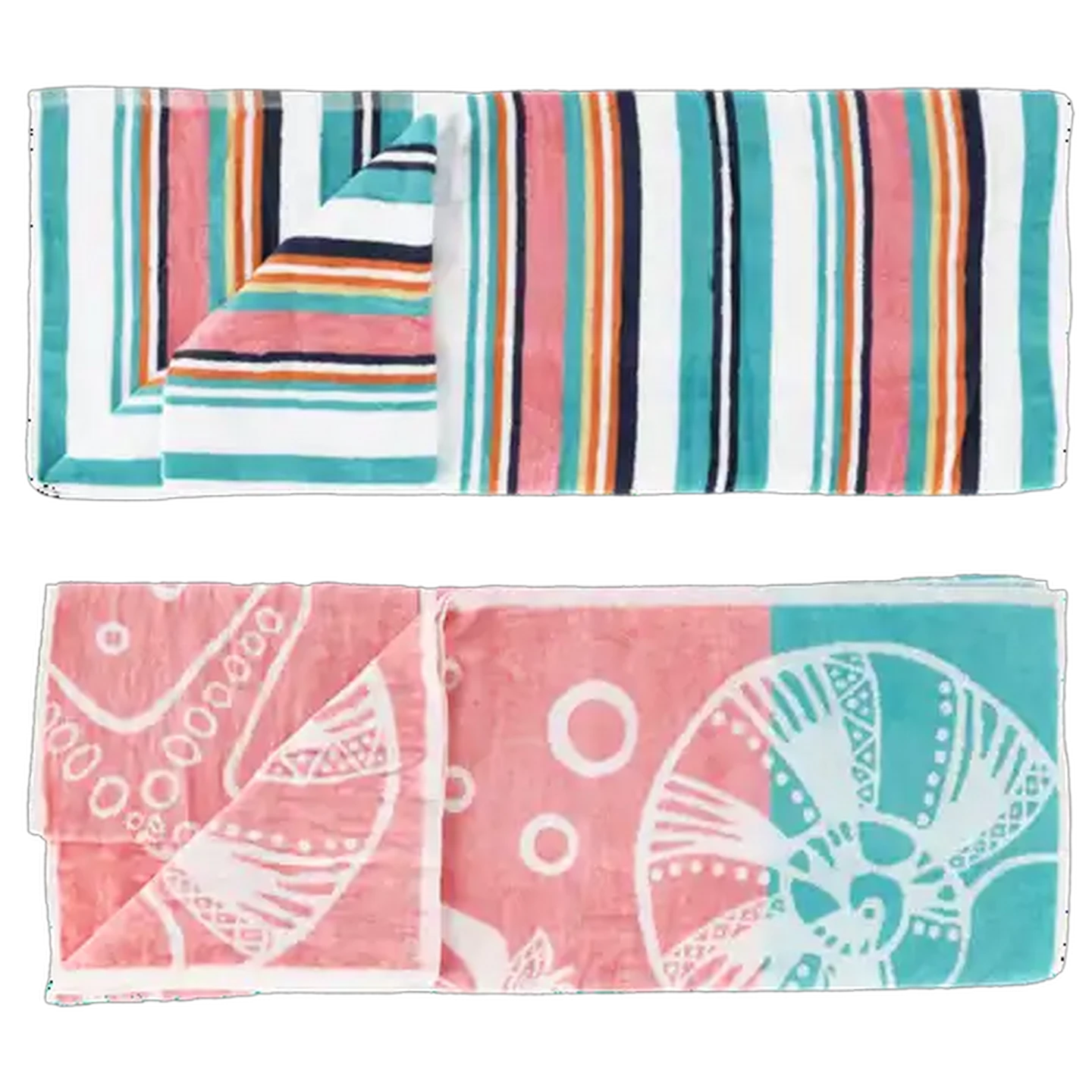 Image of Laguna Coral Velour Beach Towel Combo 71.1 x 147.3cm 2-Pack