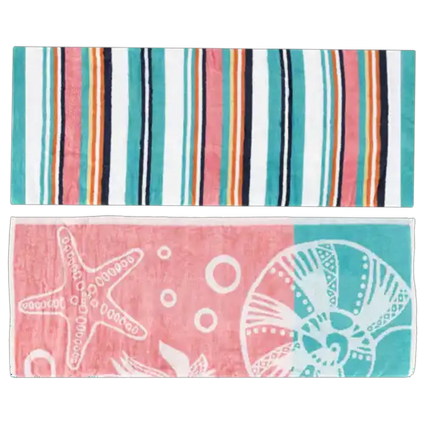 Image of Laguna Coral Velour Beach Towel Combo 71.1 x 147.3cm 2-Pack