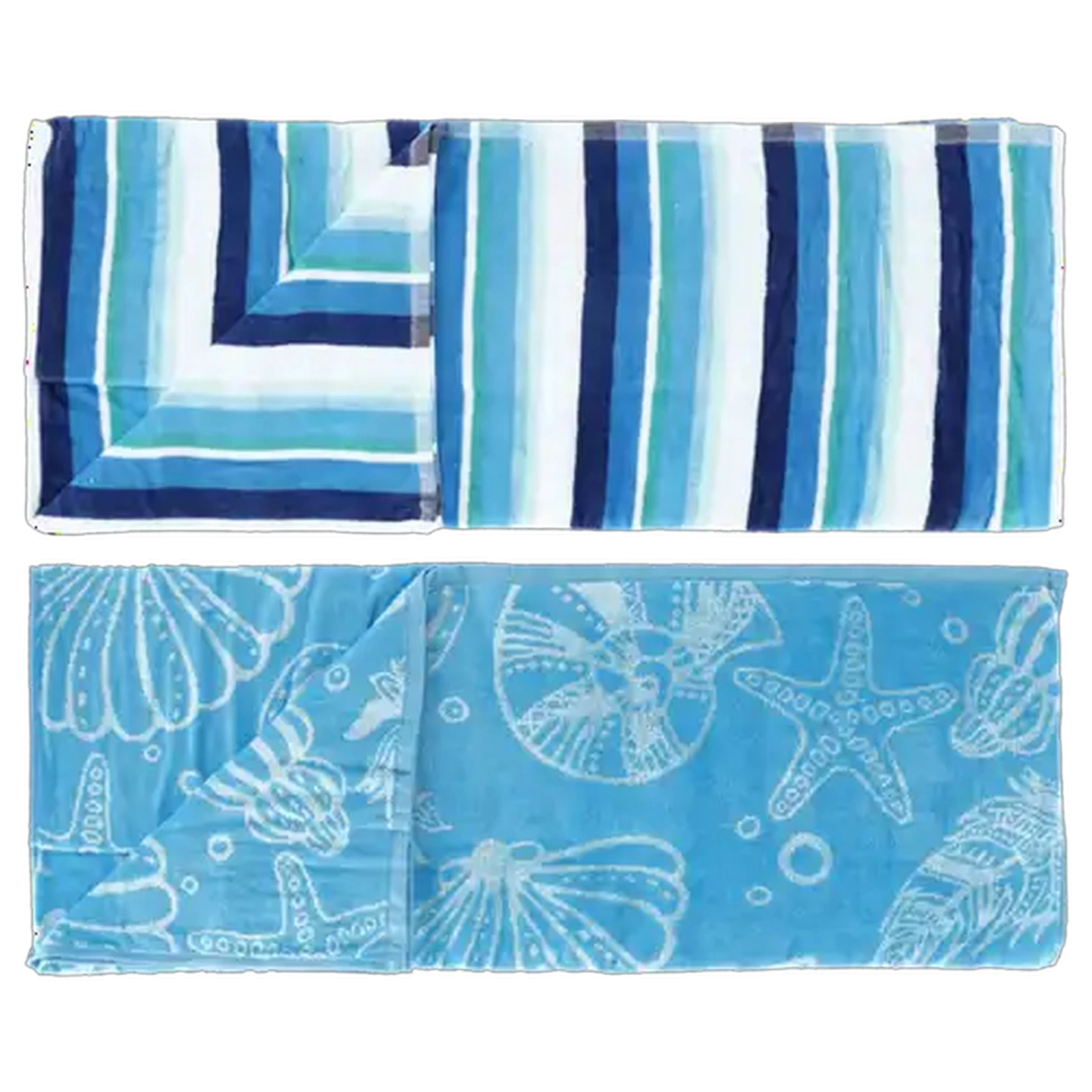 Image of Laguna Blue Velour Beach Towel Combo 71.1 x 147.3cm 2-Pack