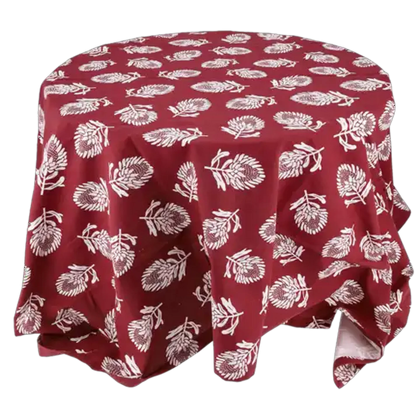 Image of Essentials Burgundy Protea Cotton Table Cloth 160 x 200cm