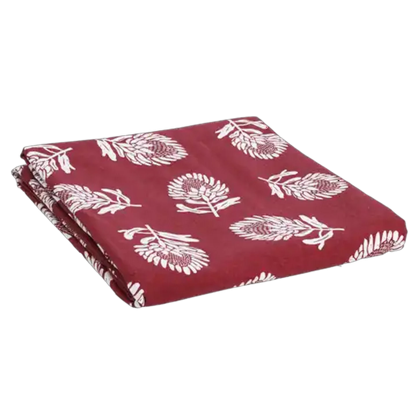 Image of Essentials Burgundy Protea Cotton Table Cloth 160 x 200cm