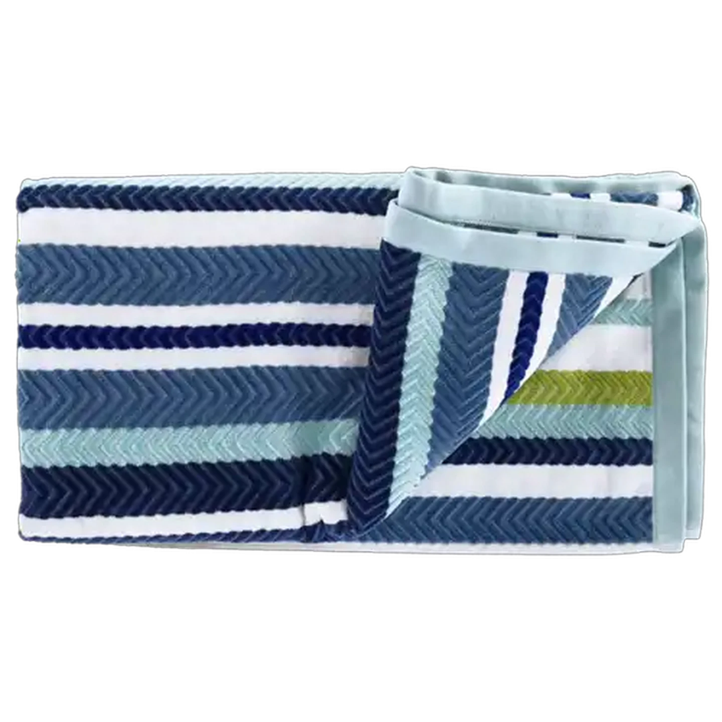 Image of Laguna Blue Chevron Stripe Cotton Beach Towel 96 x 182cm