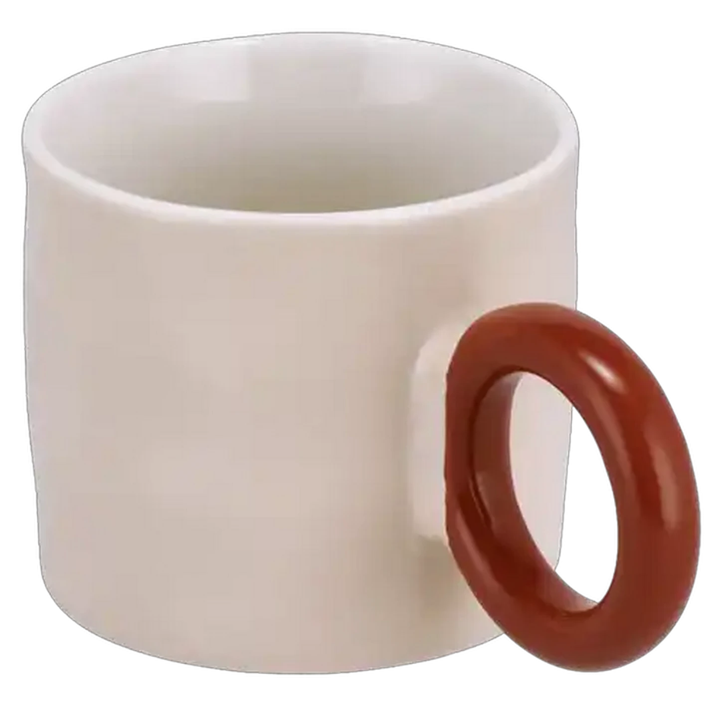 Image of Cream Body Brown Wabi Loop Handle Coffee Mug 300ml