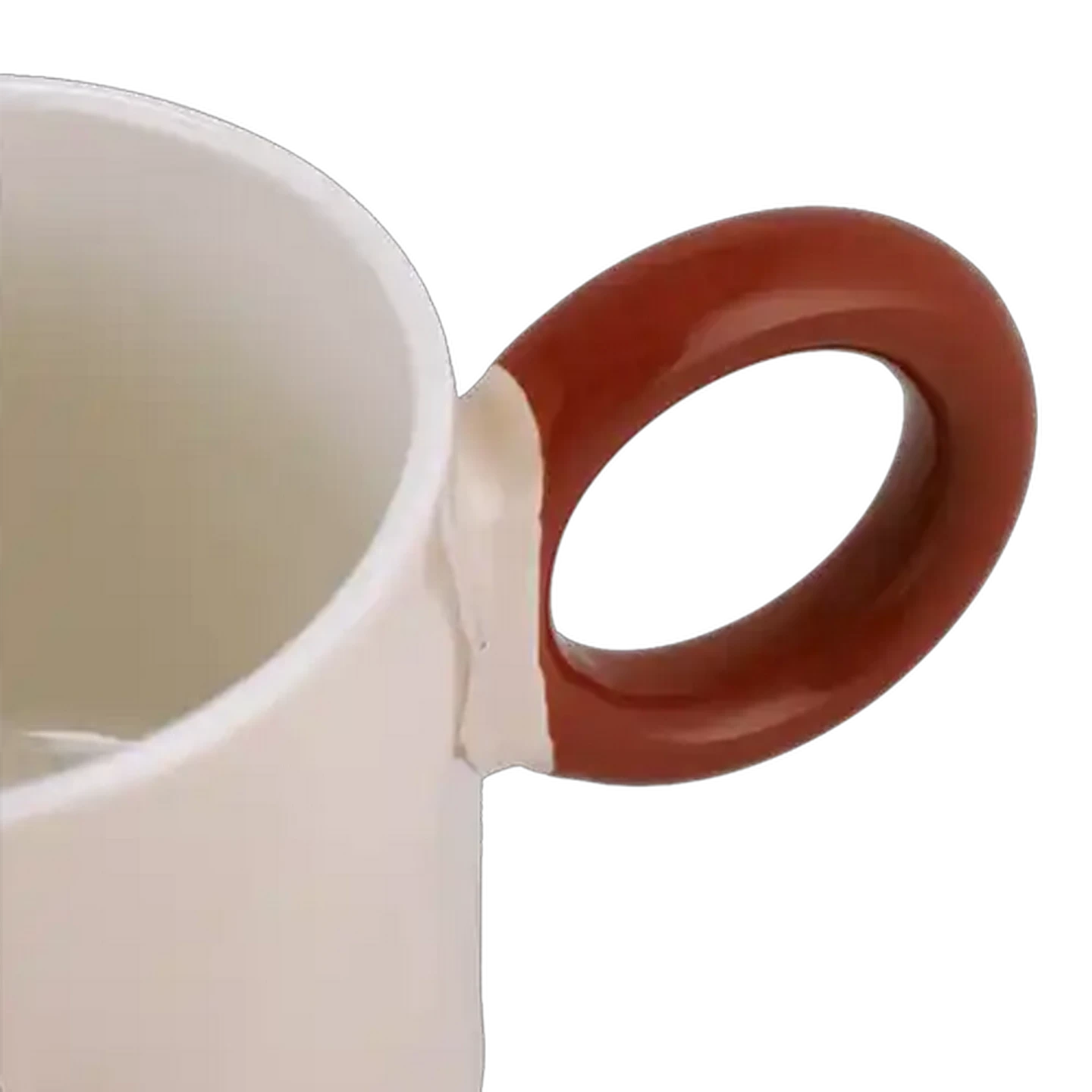 Image of Cream Body Brown Wabi Loop Handle Coffee Mug 300ml