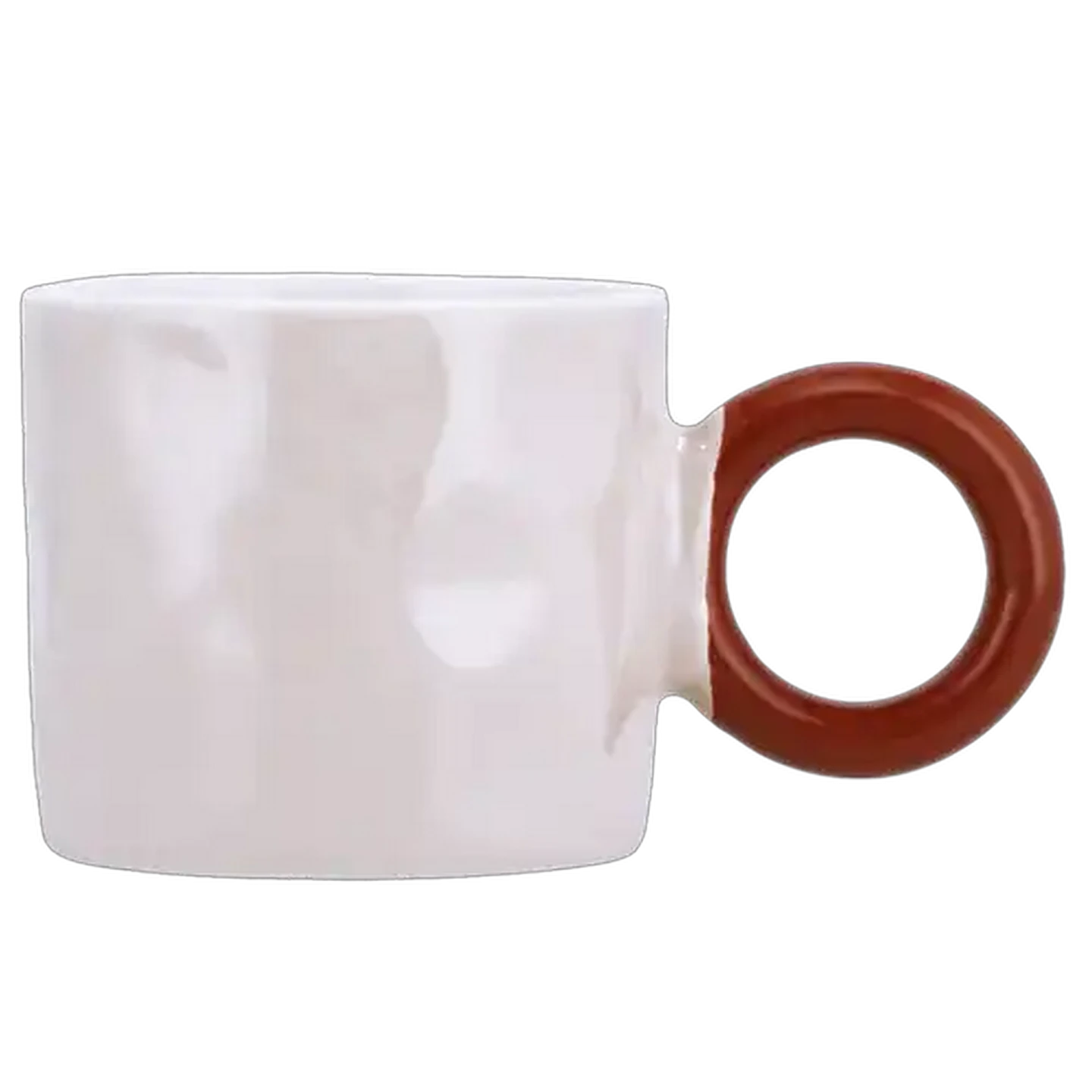 Image of Cream Body Brown Wabi Loop Handle Coffee Mug 300ml