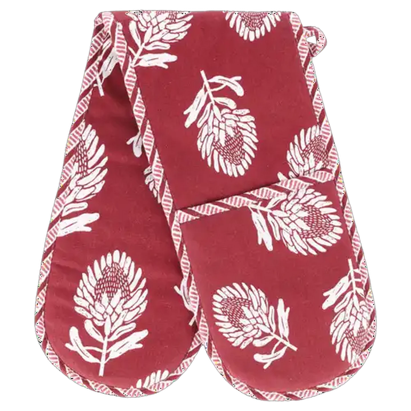 Image of Essentials Burgundy Protea Cotton Double Oven Glove 18 x 78cm