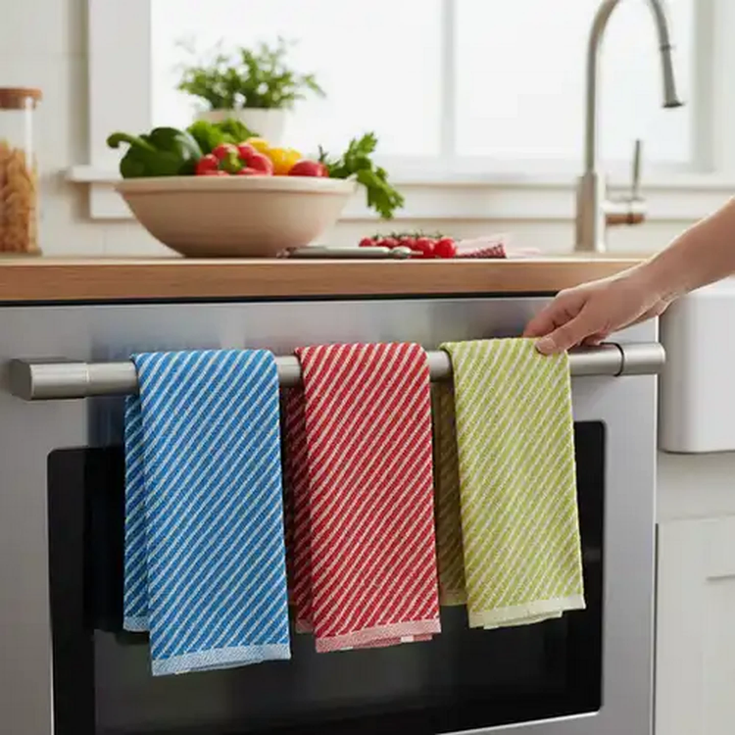 Image of Essentials Terry Stripes Kitchen Towels 35 x 50cm 3-Pack