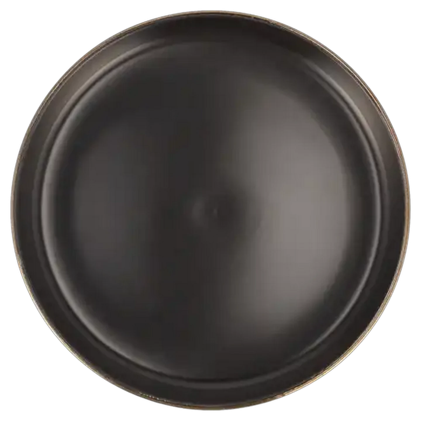 Image of Gold Rim Black Stoneware Dinner Plate 27cm