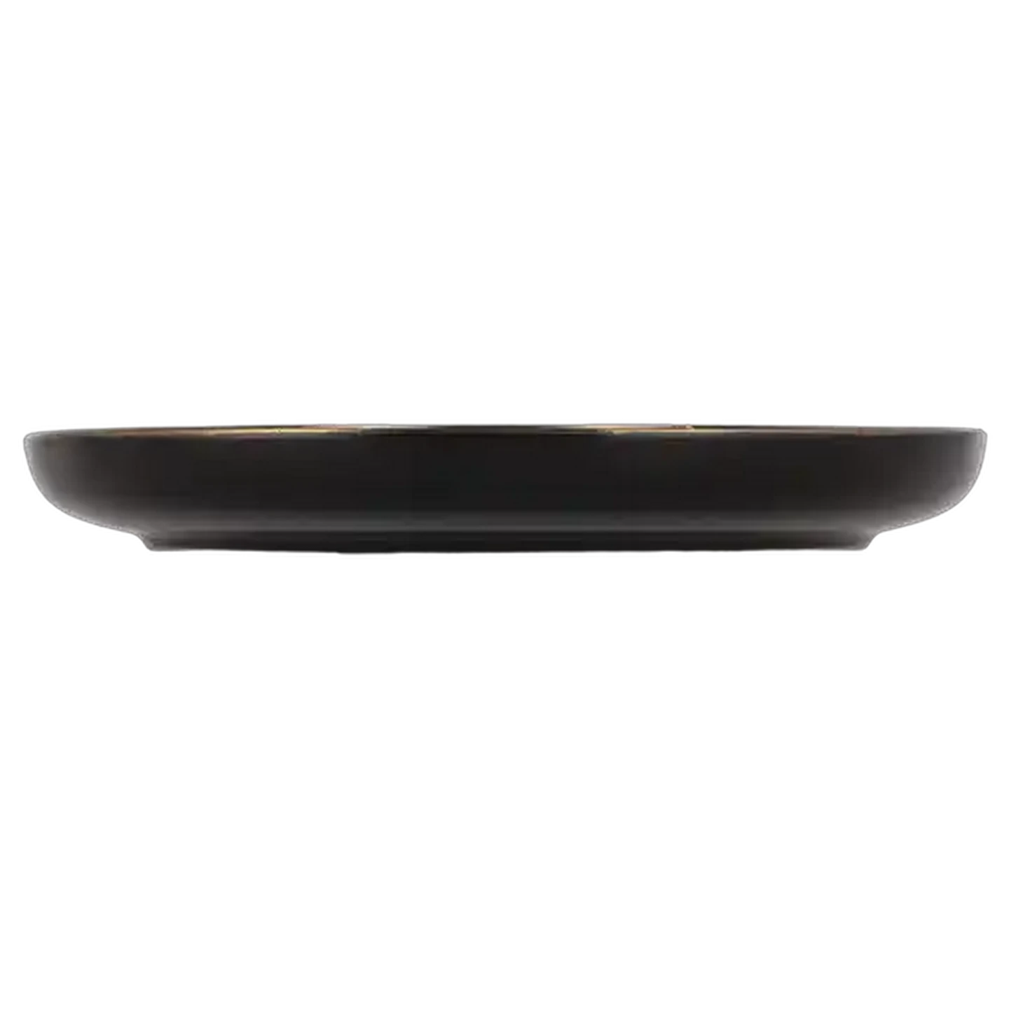 Image of Gold Rim Black Stoneware Dinner Plate 27cm