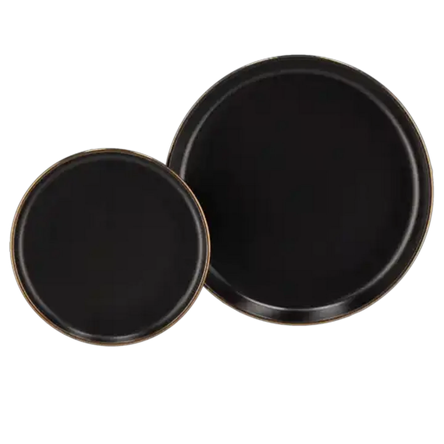 Image of Gold Rim Black Stoneware Dinner Plate 27cm