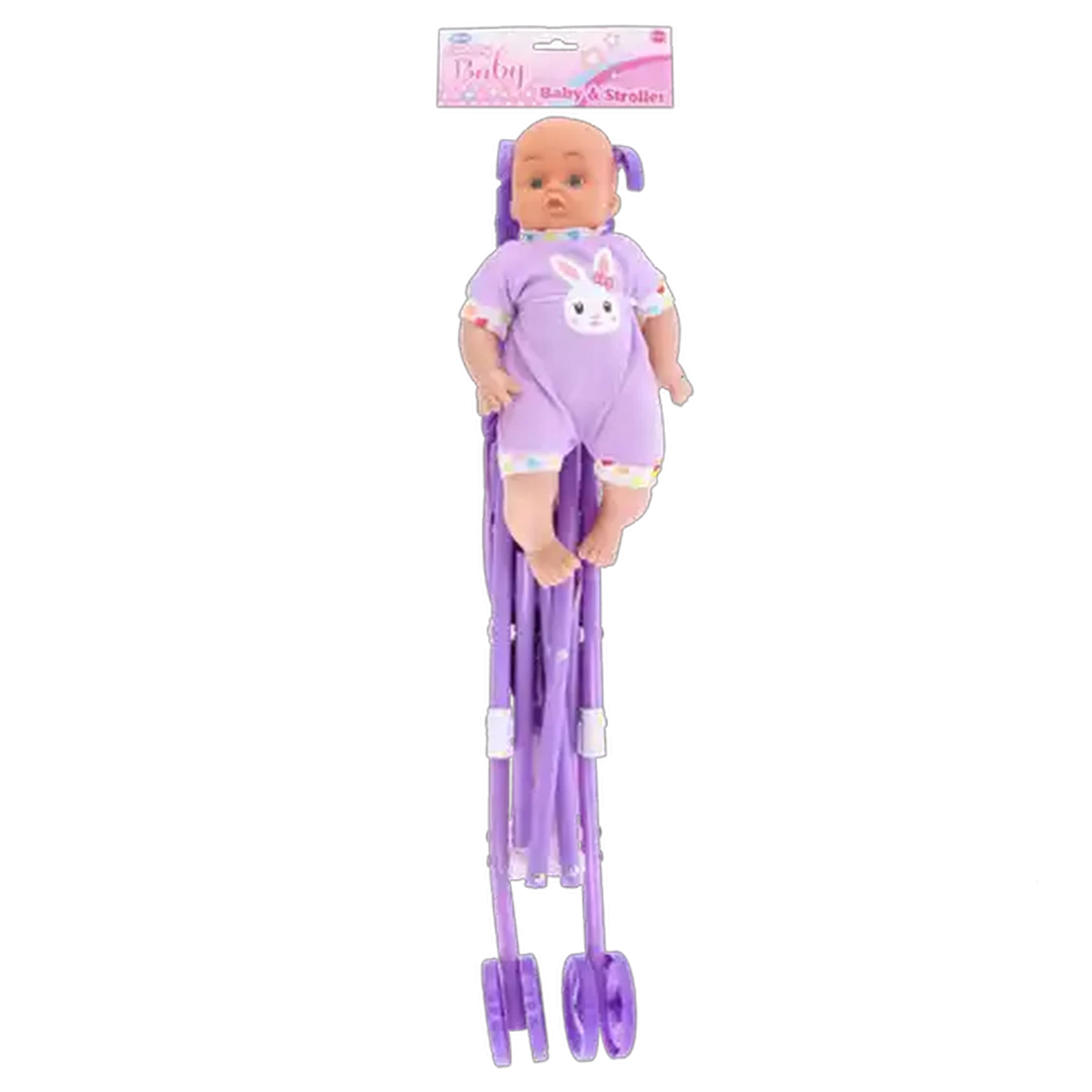 Image of Baby Cuddle Baby Doll & Stroller Toy Set