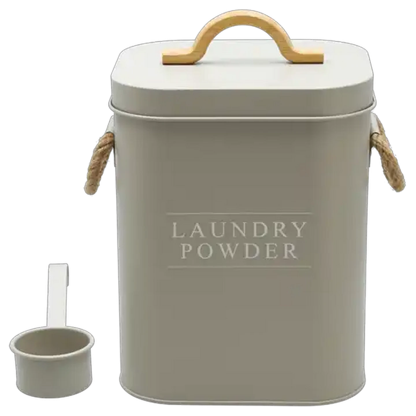 Image of Home Steel & Hemp Rope Laundry Powder Tin 18 x 15.5 x 23cm
