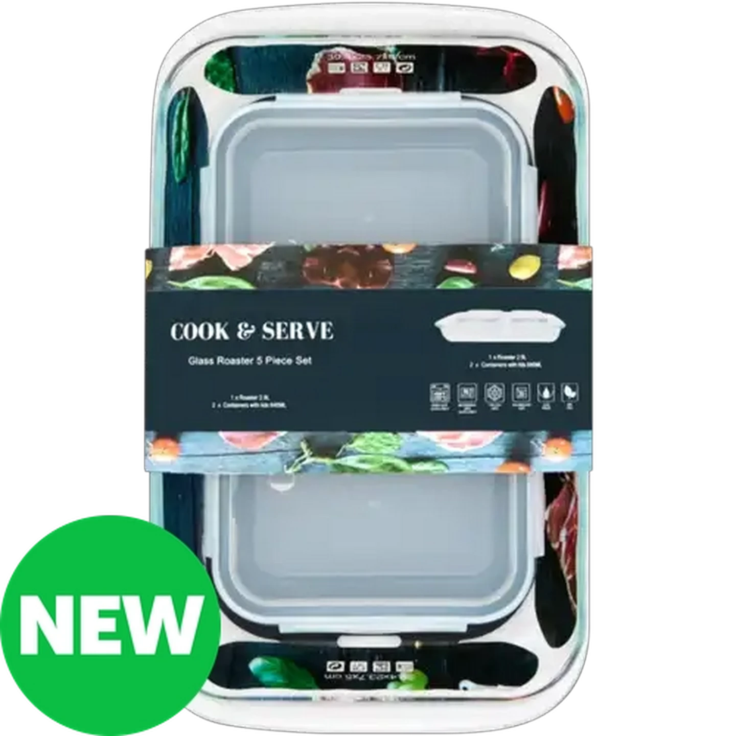 Image of Cook & Serve Glass Roaster Set 5 Piece