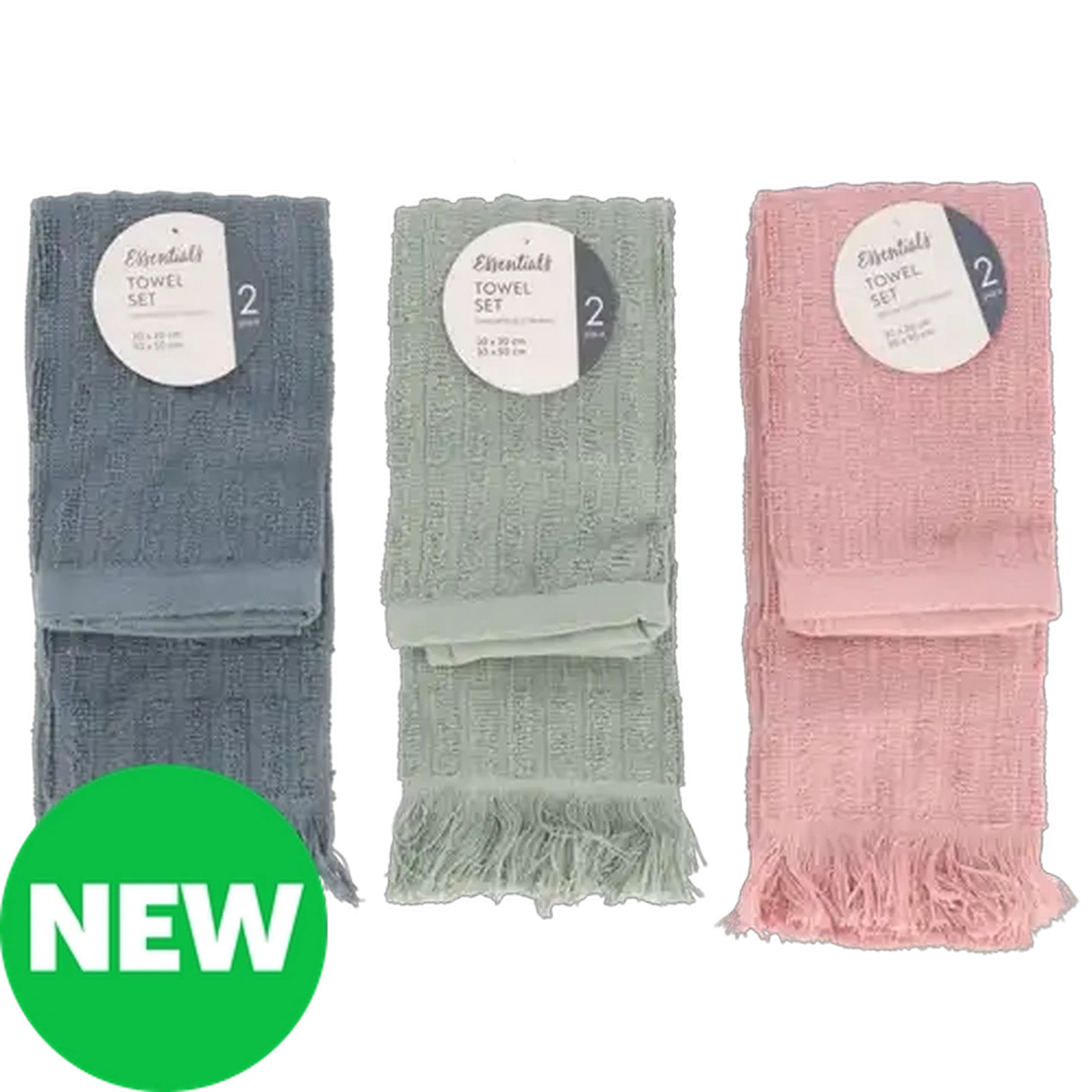 Image of Essentials Signature Towel Set 2-Pack (Colour May Vary)