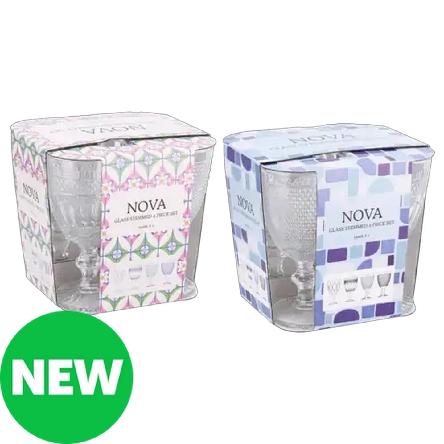 Image of Nova Stemmed Wine Glass Set 330ml 4-Pack (Colour May Vary)