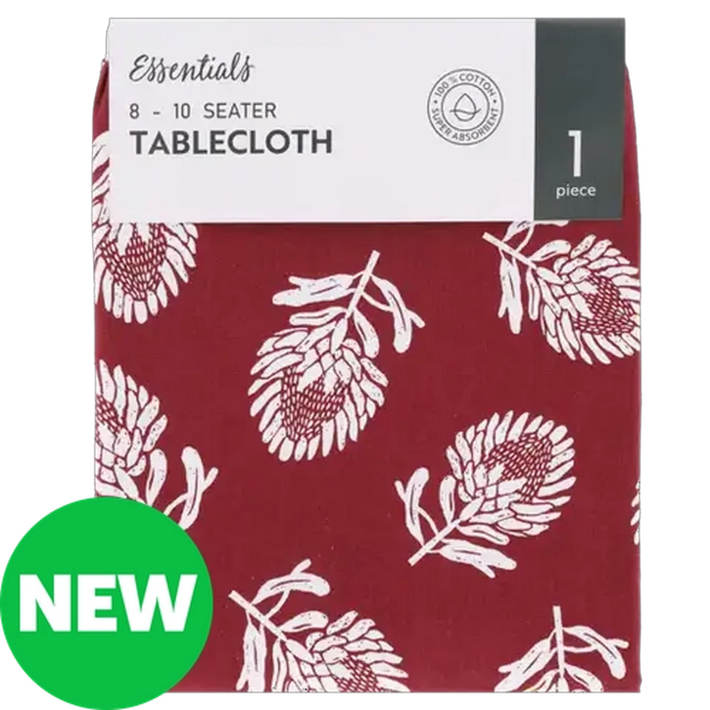 Image of Essentials Burgundy Protea Cotton Table Cloth 160 x 200cm