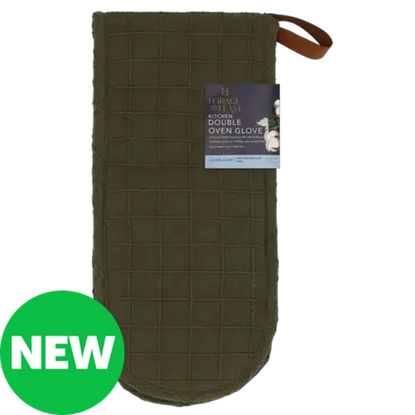 Image of Forage And Feast Olive Green Double Oven Glove 18 x 78cm