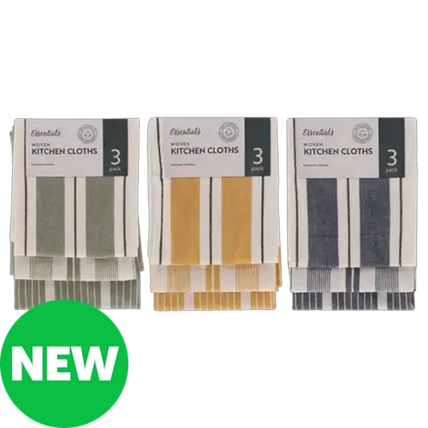 Image of Essentials Scottish Woven Cotton Kitchen Cloths 45 x 70cm 3-Pack (Colour May Vary)