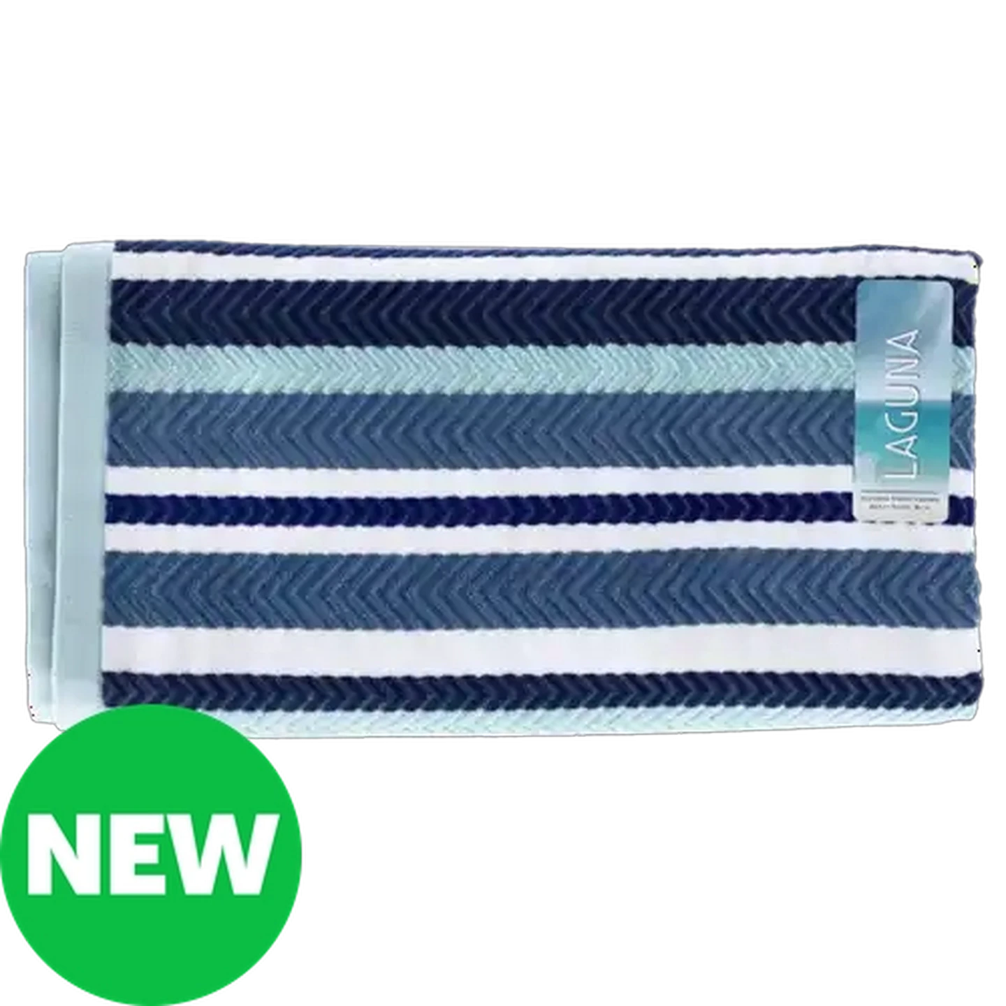 Image of Laguna Blue Chevron Stripe Cotton Beach Towel 96 x 182cm