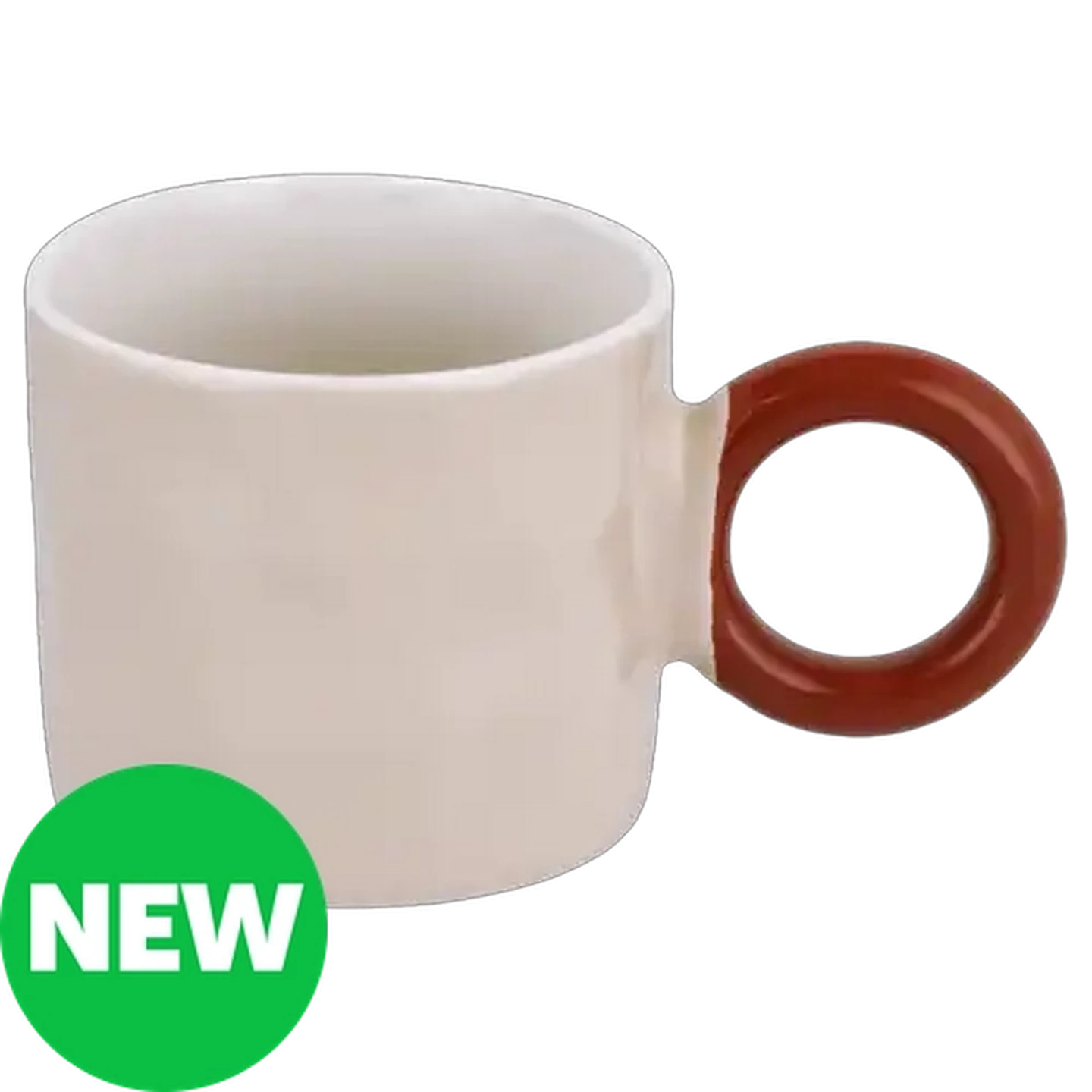 Image of Cream Body Brown Wabi Loop Handle Coffee Mug 300ml