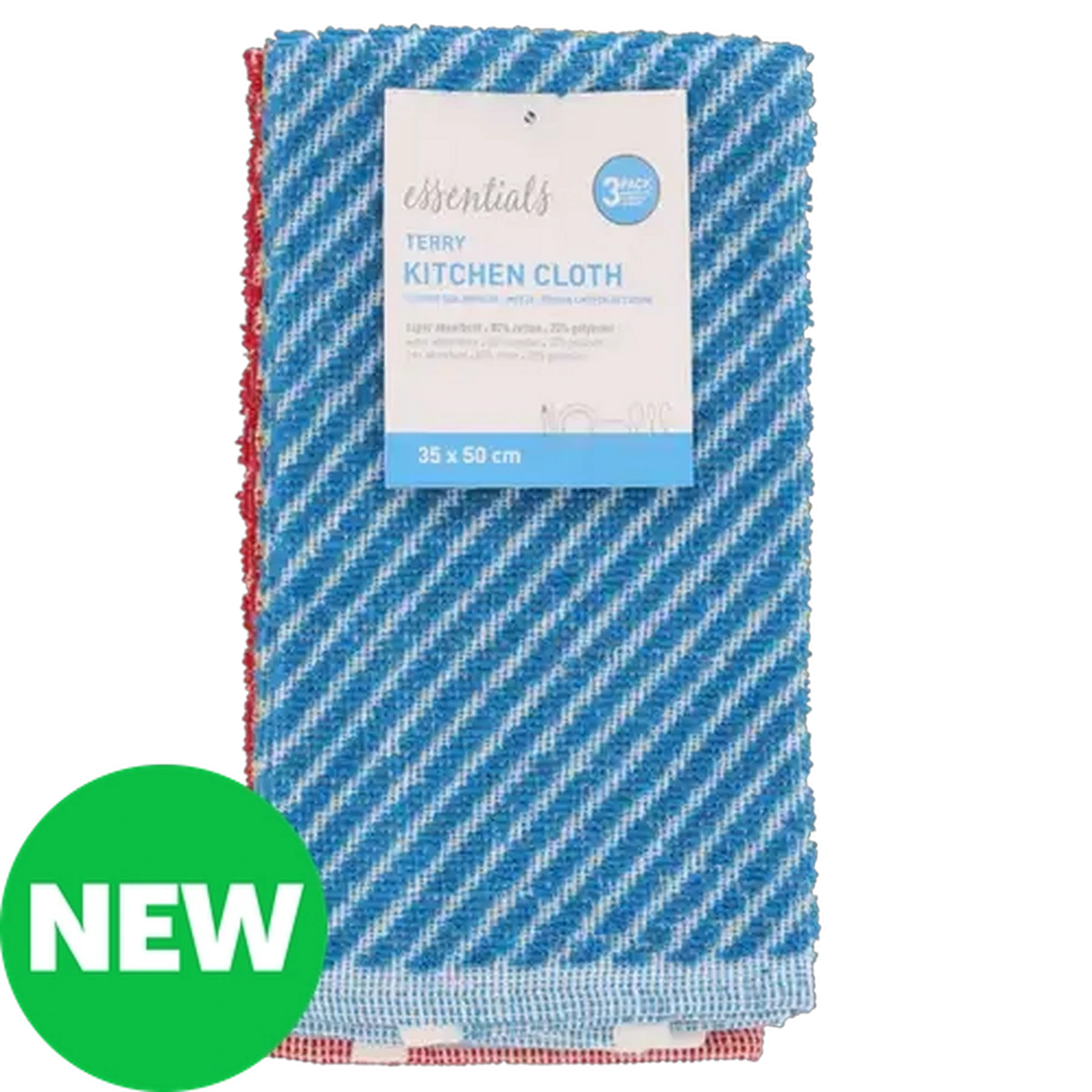 Image of Essentials Terry Stripes Kitchen Towels 35 x 50cm 3-Pack